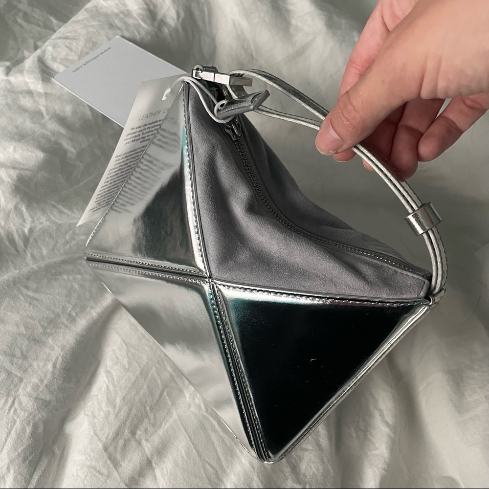 NWT Mlouye Micro Flex Bag Silver Mirror Mini Purse